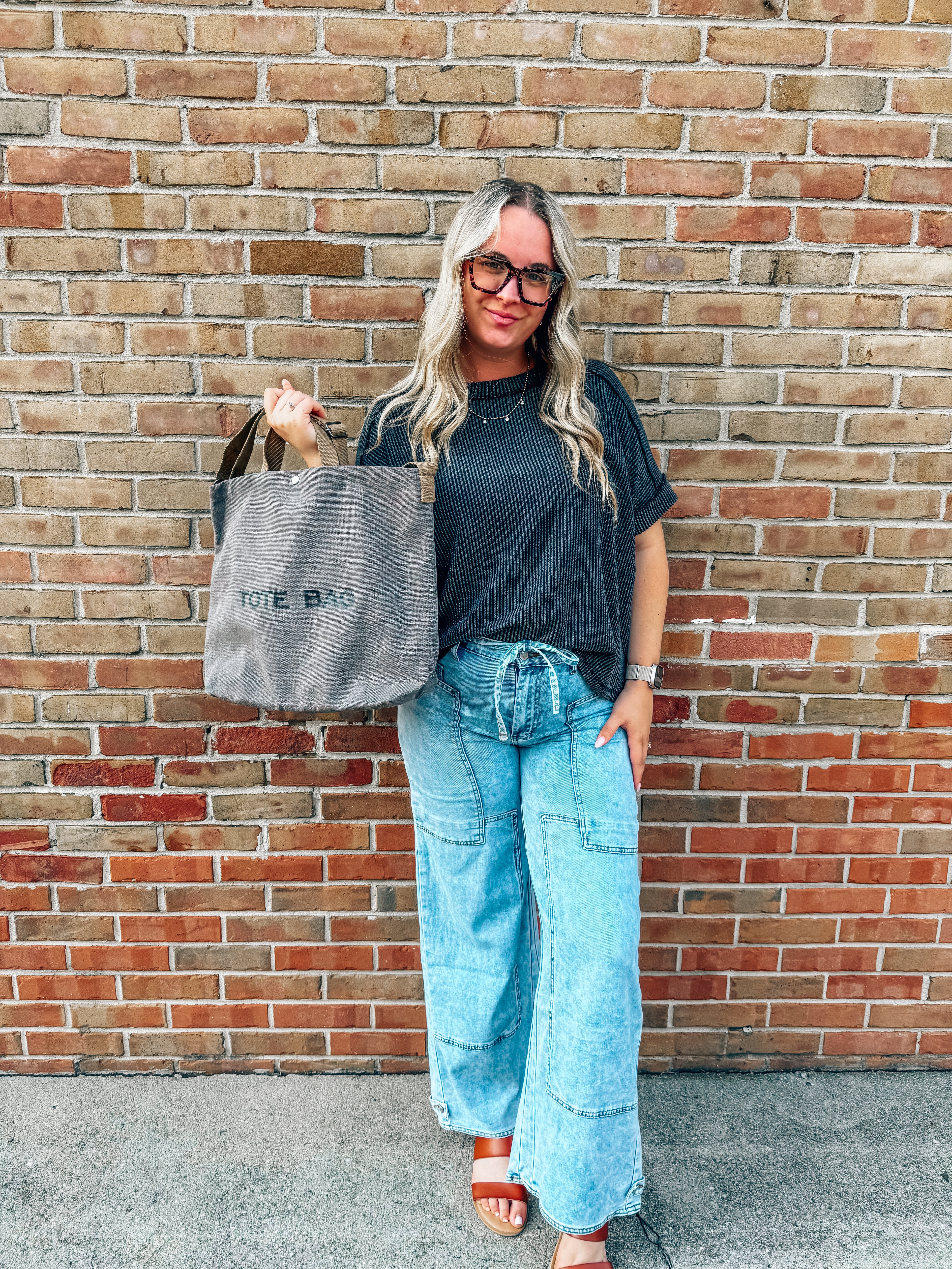 canvas shoulder tote bag in 2 colors