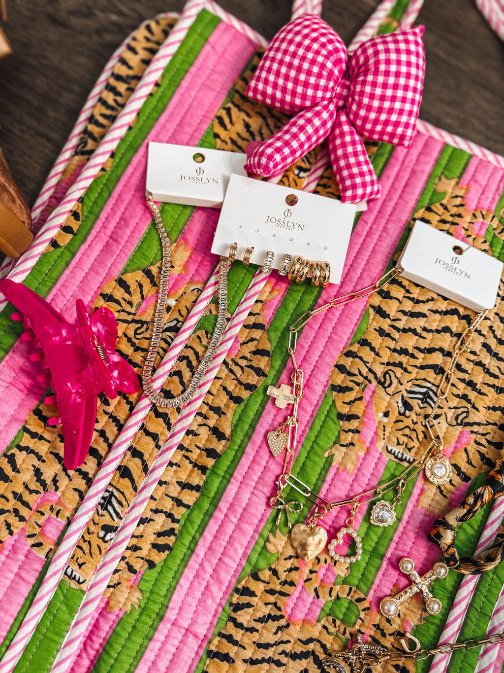 puff bow checkered bag charms