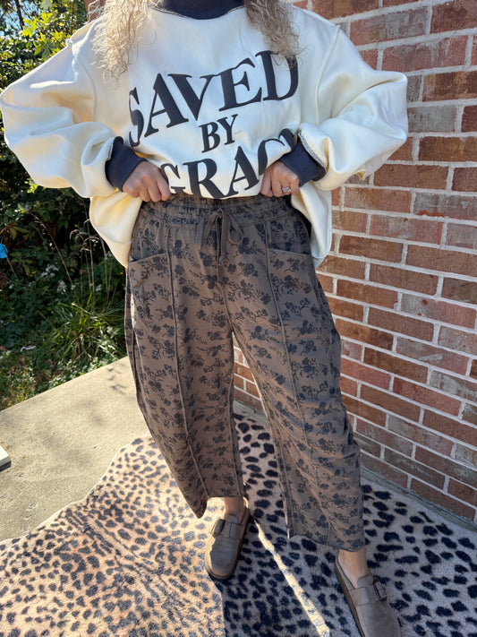 Wild flower mocha barrel sweatpants