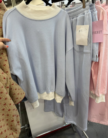mock neck blue striped set (sold separately)