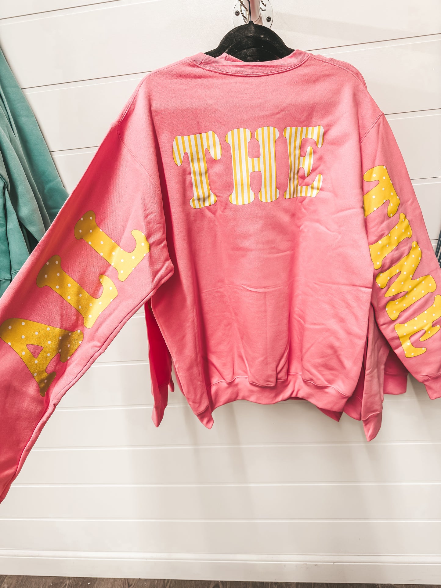 God is Good-all the time pink & yellow pullover