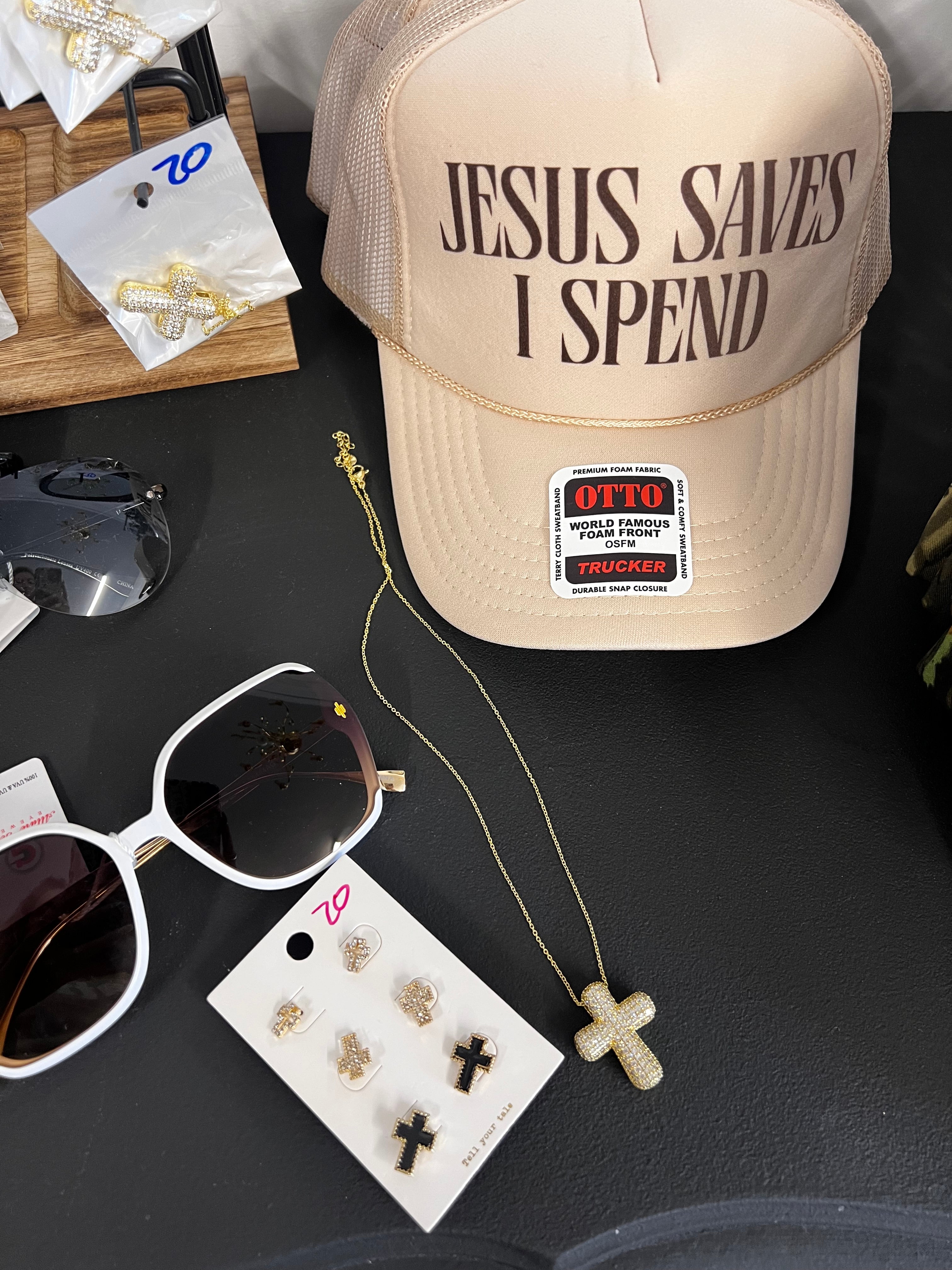 bubble rhinestone cross necklace