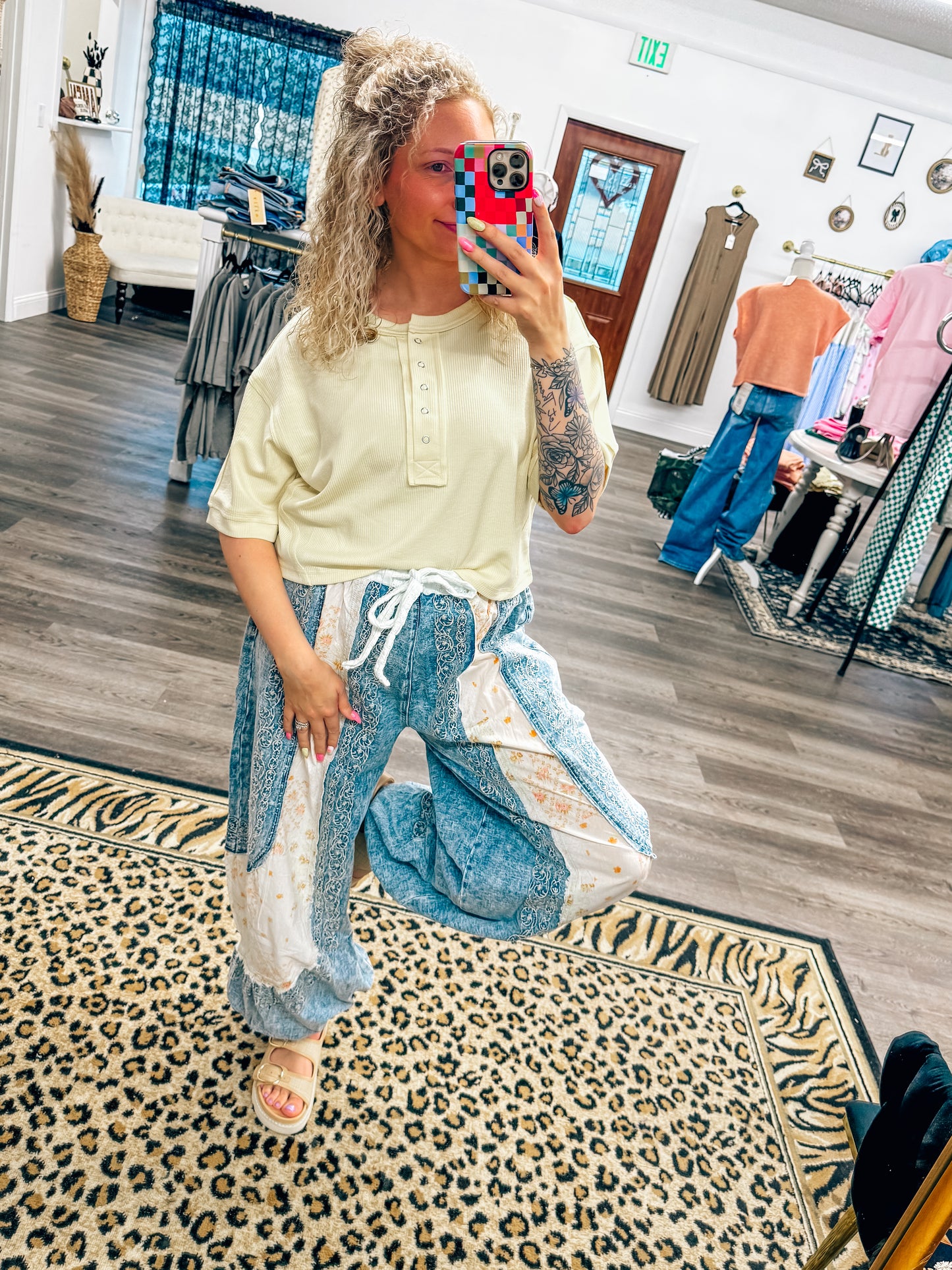 henley button down tops in 2 colors