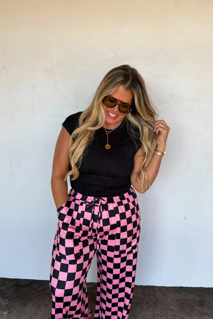 blakeley striped and checkered spring pants