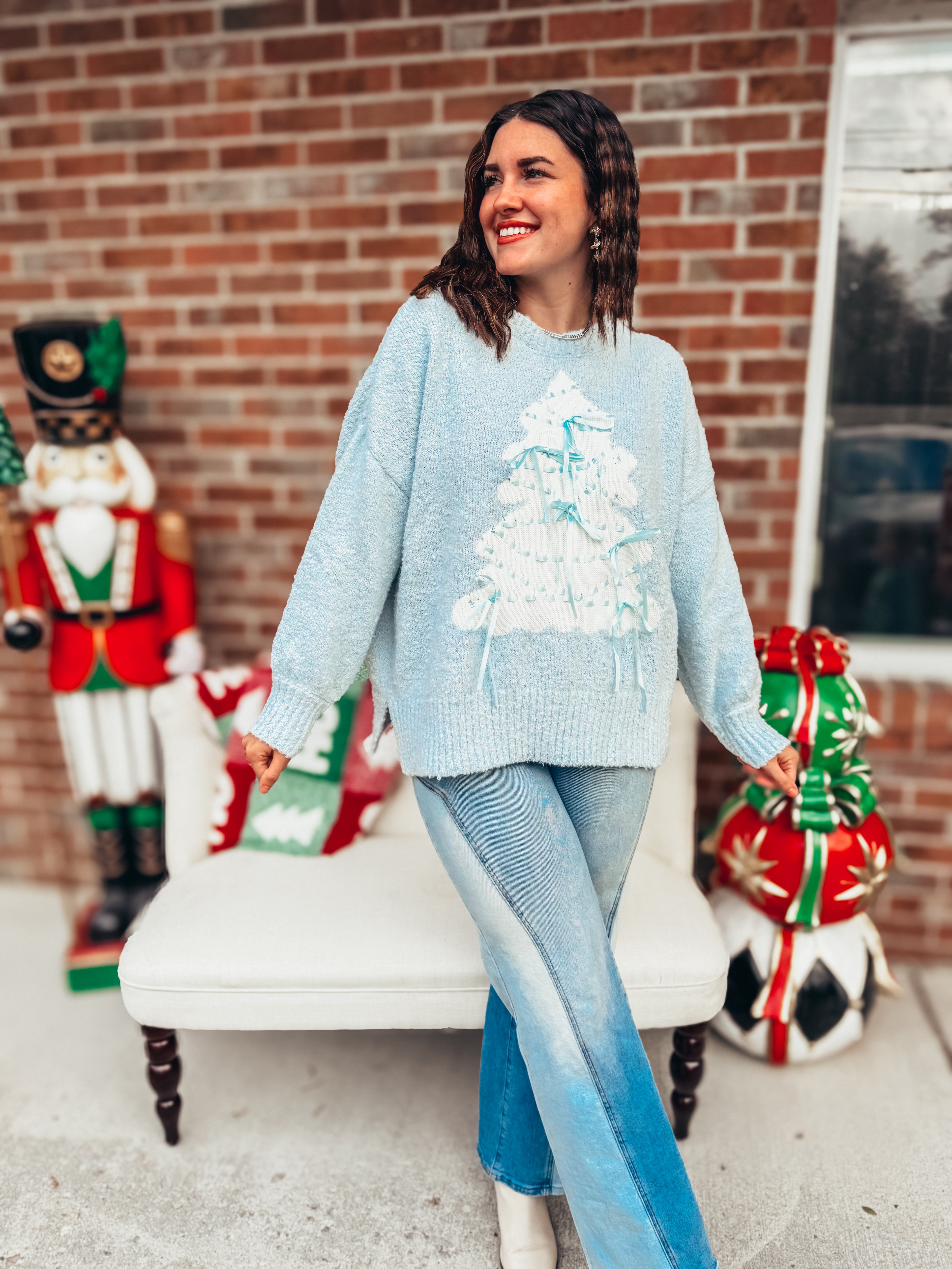 blue coquette tree sweater