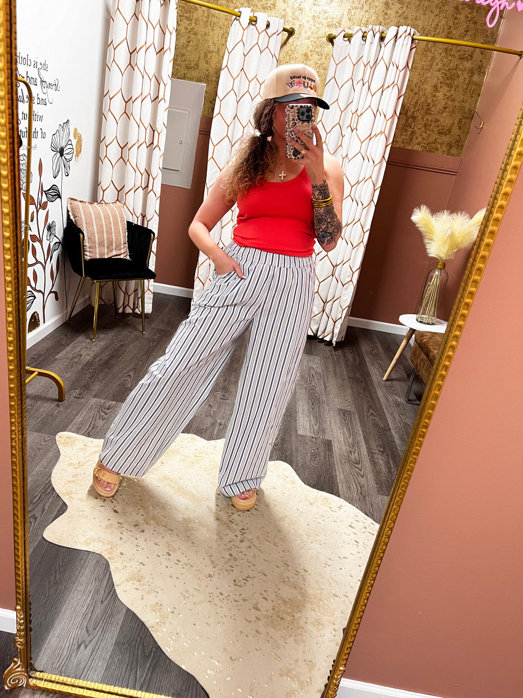 beachy striped pants