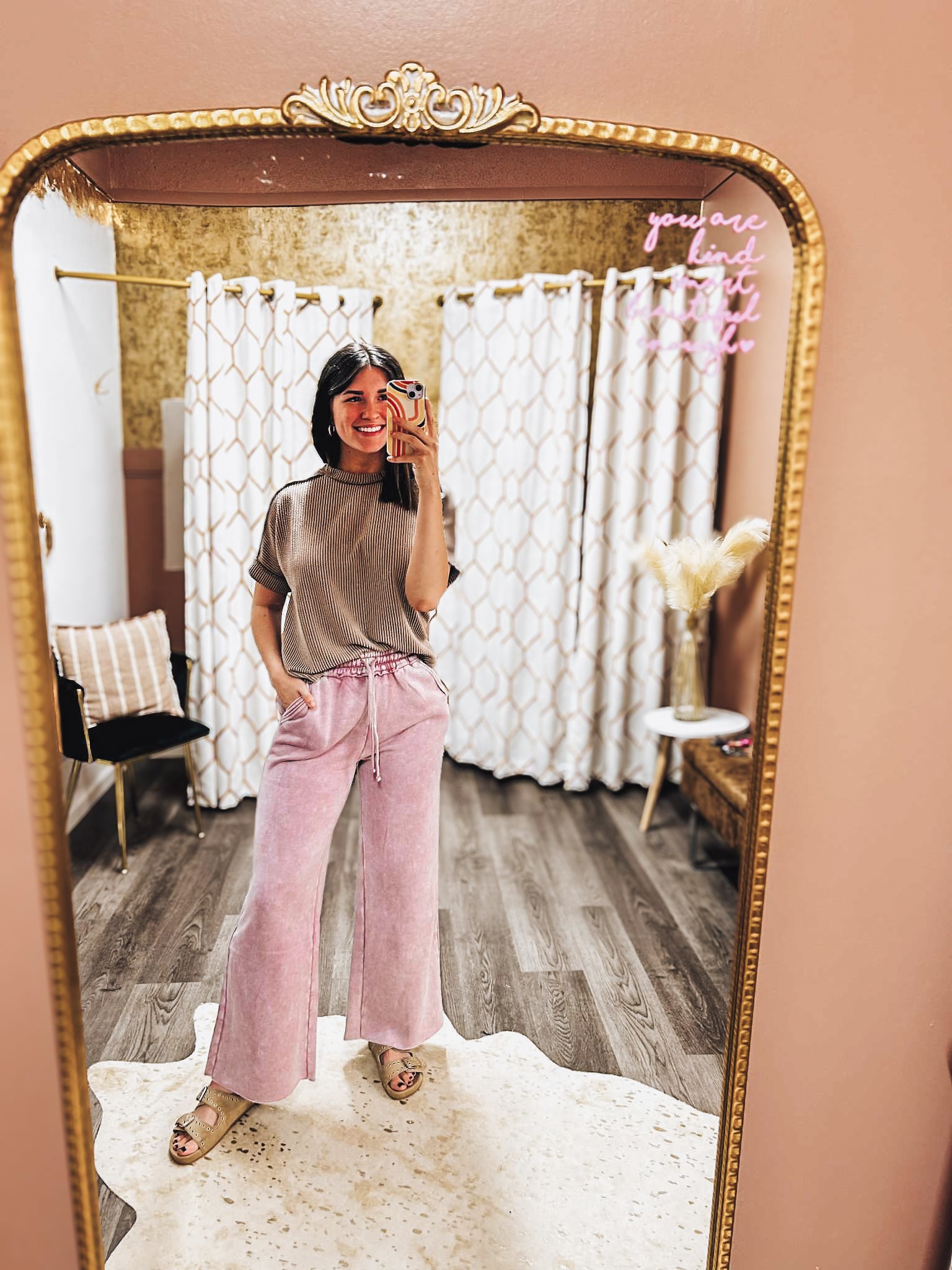 ribbed cuff sleeve mocha top