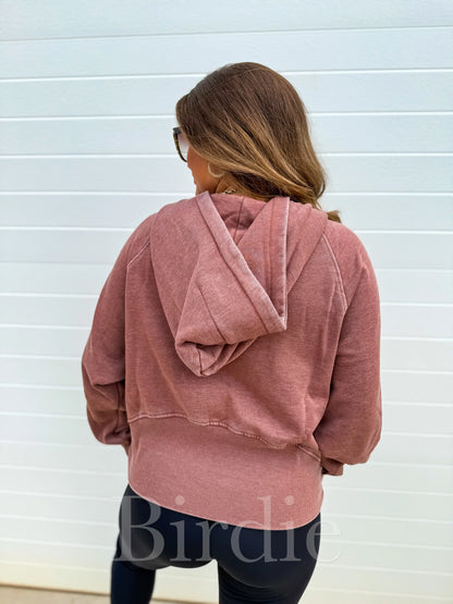 cinnamon ash wash boxy quarter zip