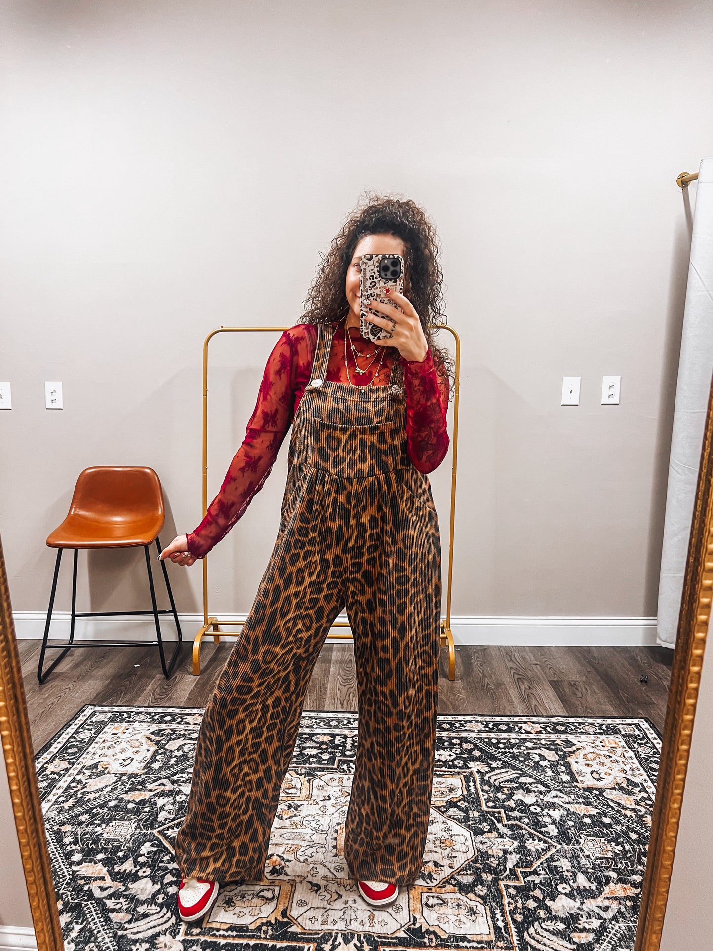 leopard boho overalls