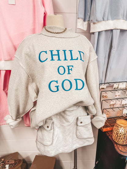 child of god embroidered mock neck