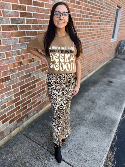 leopard silk skirt