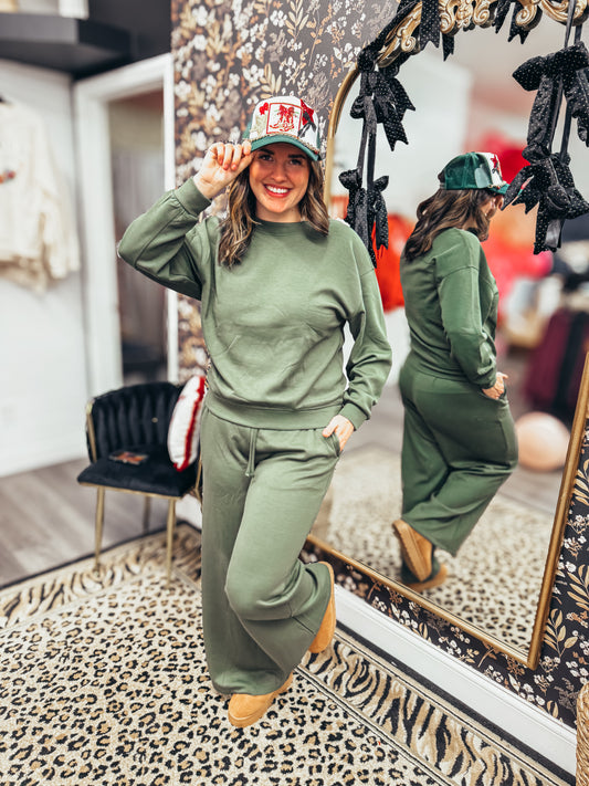 scuba wide leg sets in olive