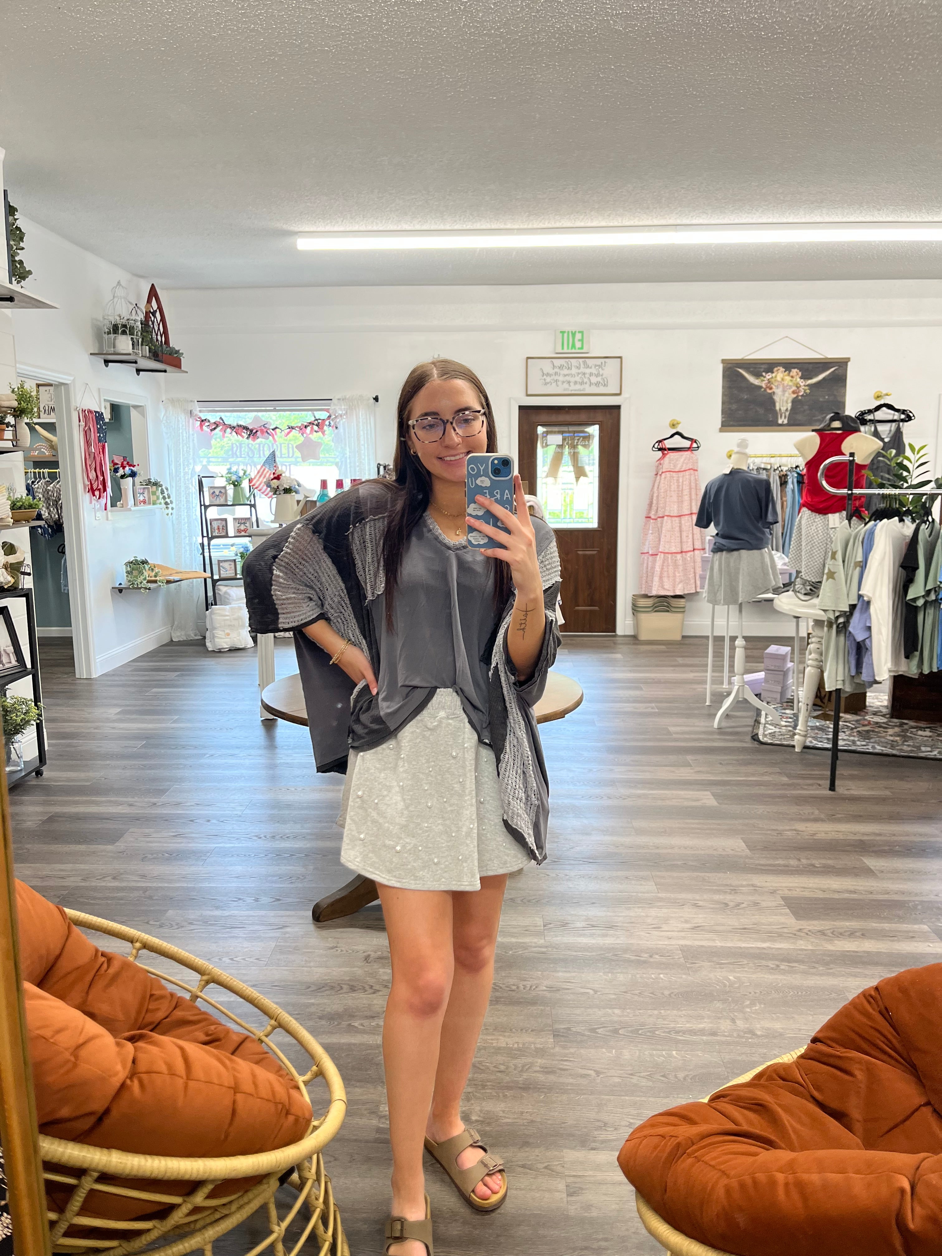 POL oversized grey top- 1 small left OVERSIZED