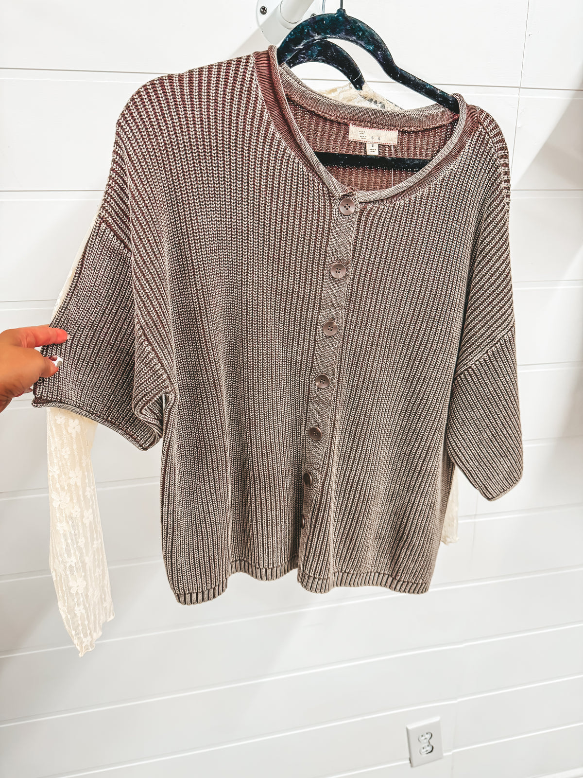 Mocha brown short sleeve cardigan