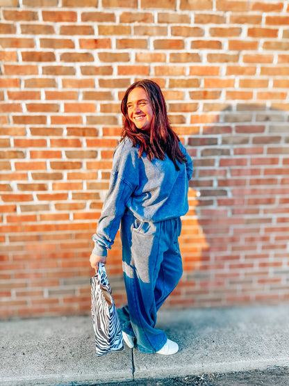 acid wash french terry sweat sets in 3 colors