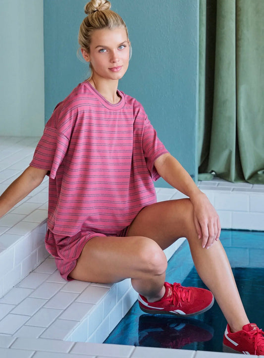 PREORDER stripe lounge set in red or blue