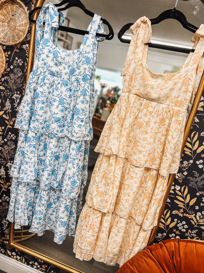 floral tired dresses in 2 colors