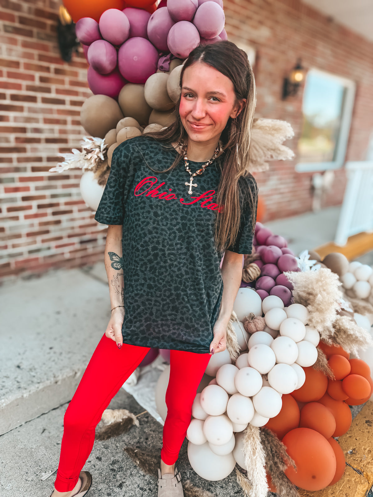 Black leopard Ohio State puff print tee￼