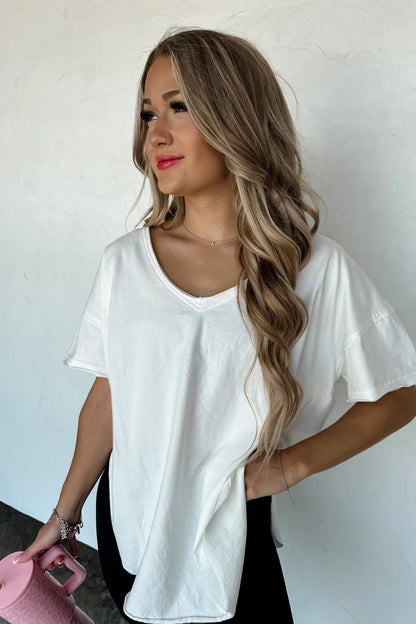 PREORDER- JOEY VNECK WASHED COTTON BOYFRIEND TEE