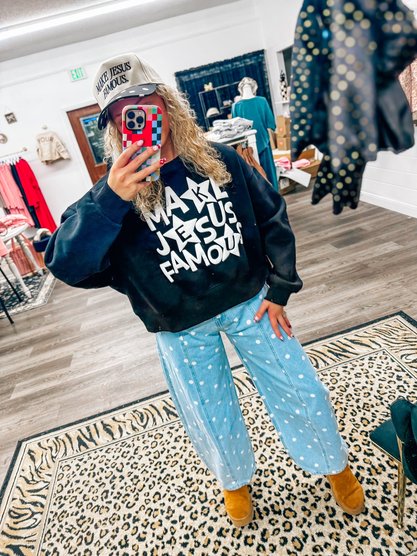 make jesus famous puff print pullover