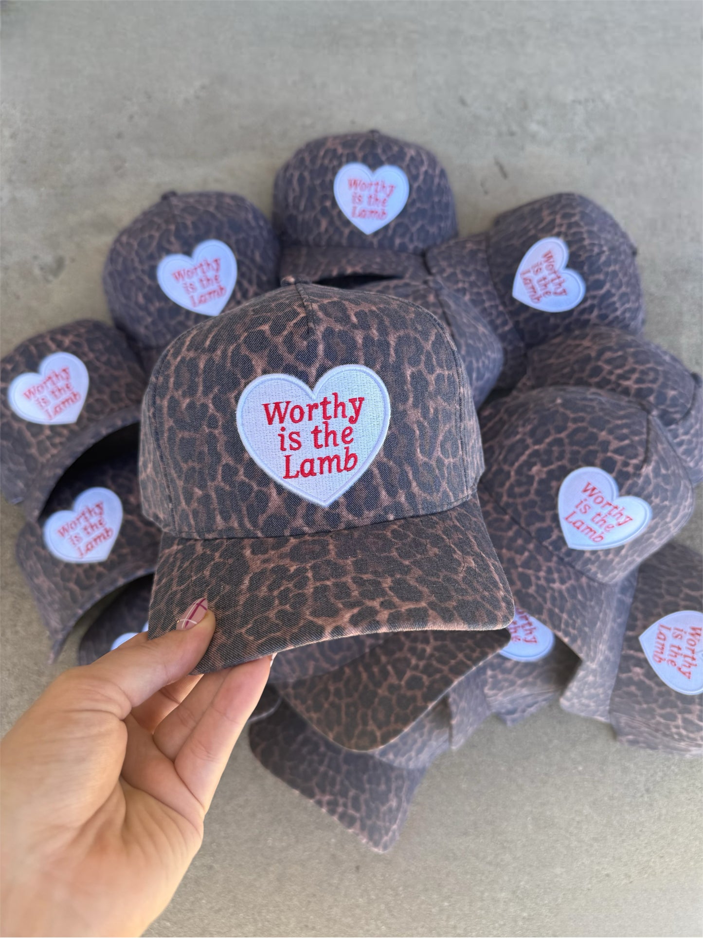 worthy is the lamb leopard hat