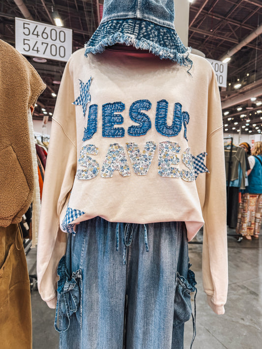 preorder/ stitched jesus saves pullovers in 3 colors