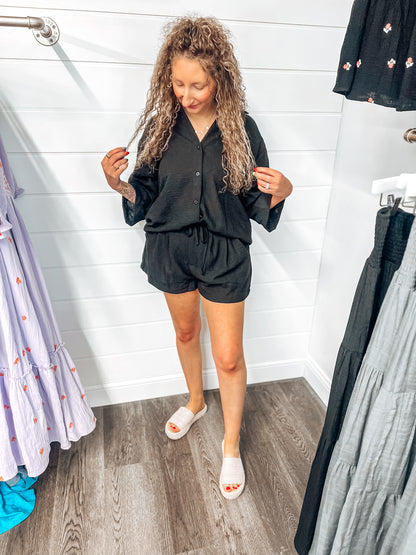 oversized shirt and flowy shorts set in 2 COLORS