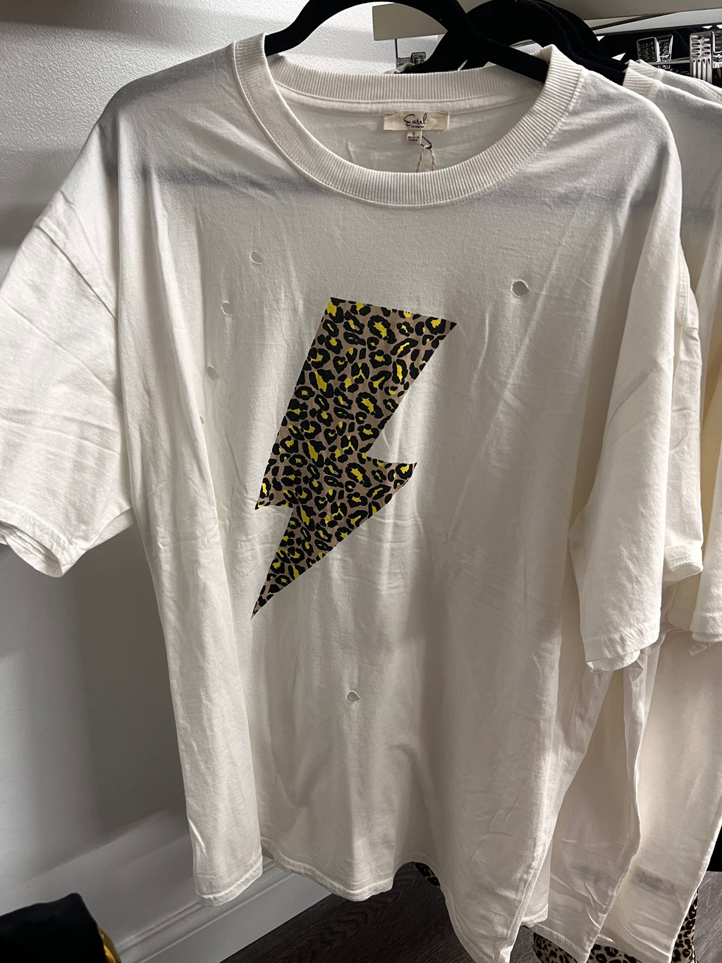 leopard bolt distressed oversized tee