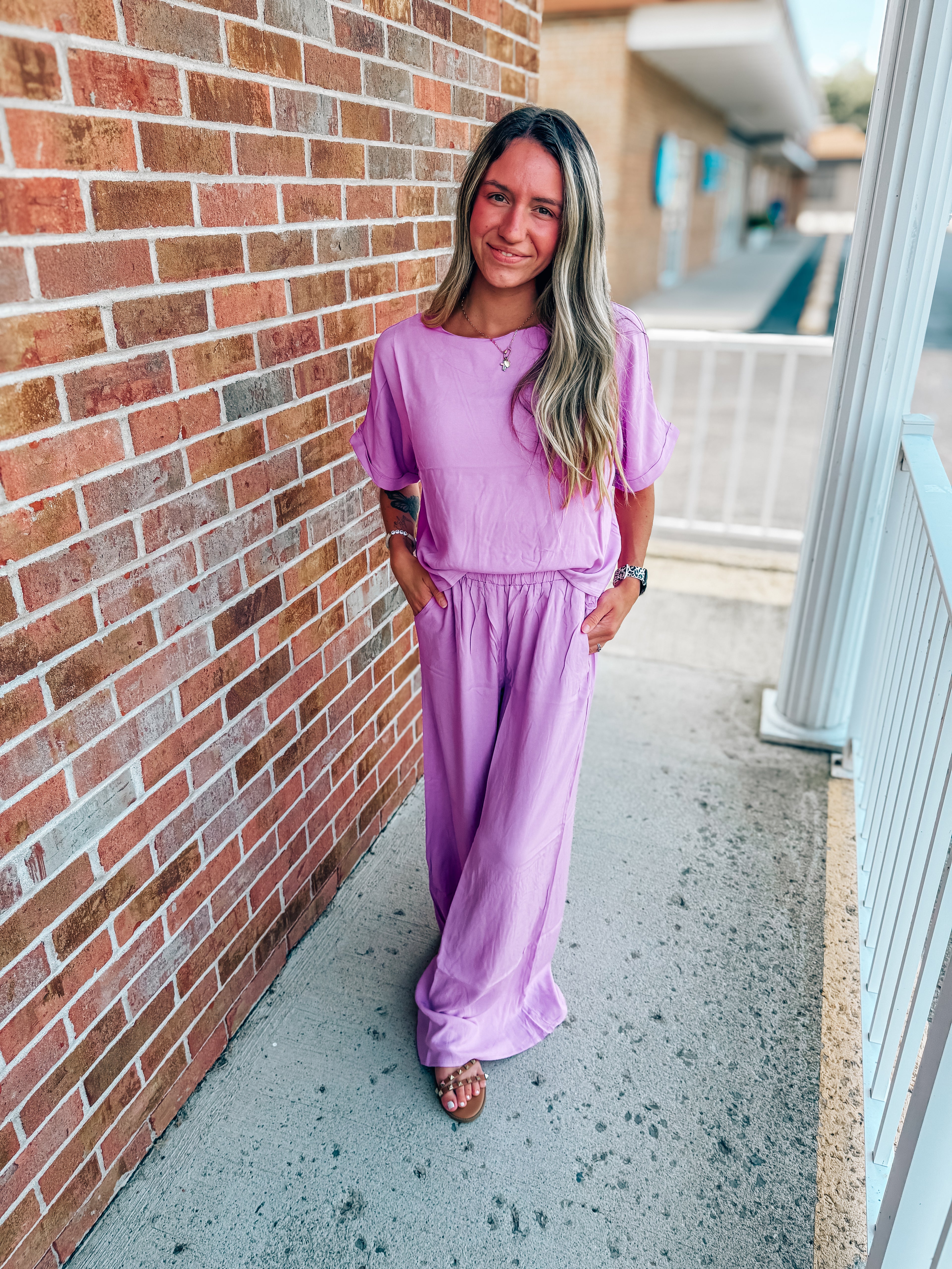 woven short sleeve & pants set