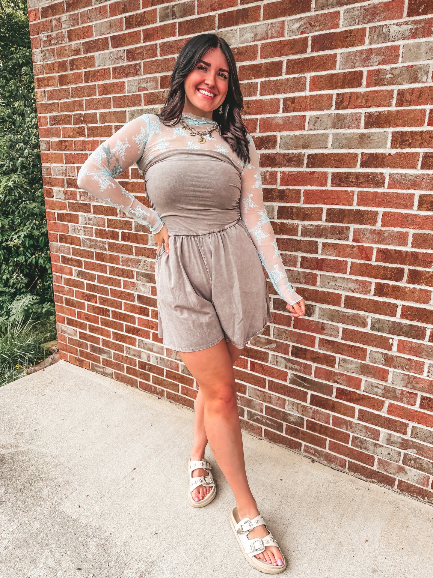 mineral wash strapless rompers