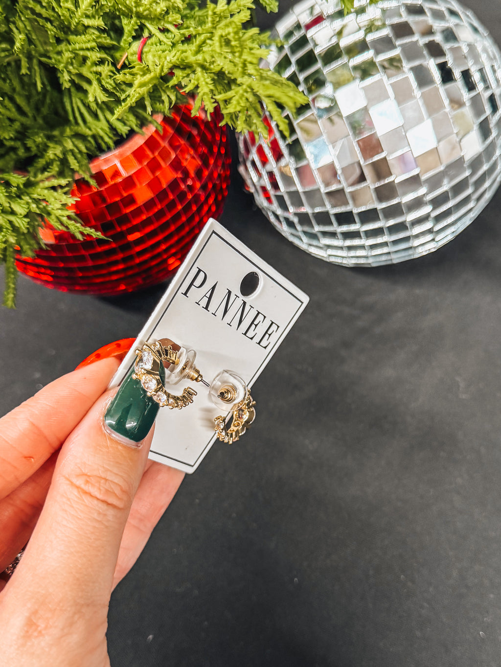 silver or gold crystal huggies