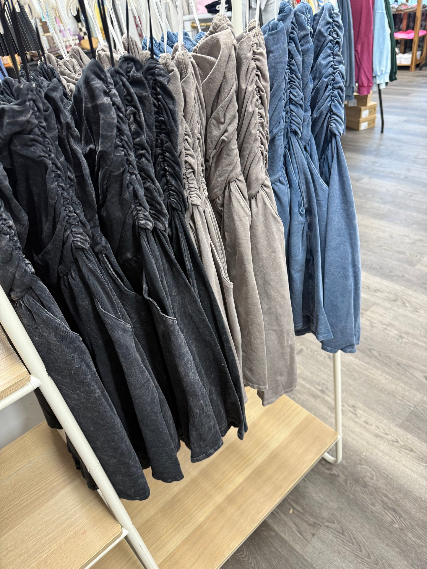 mineral wash strapless rompers