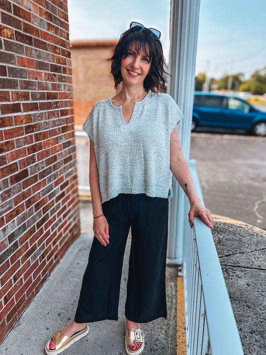 wide leg linen blend pants with pockets