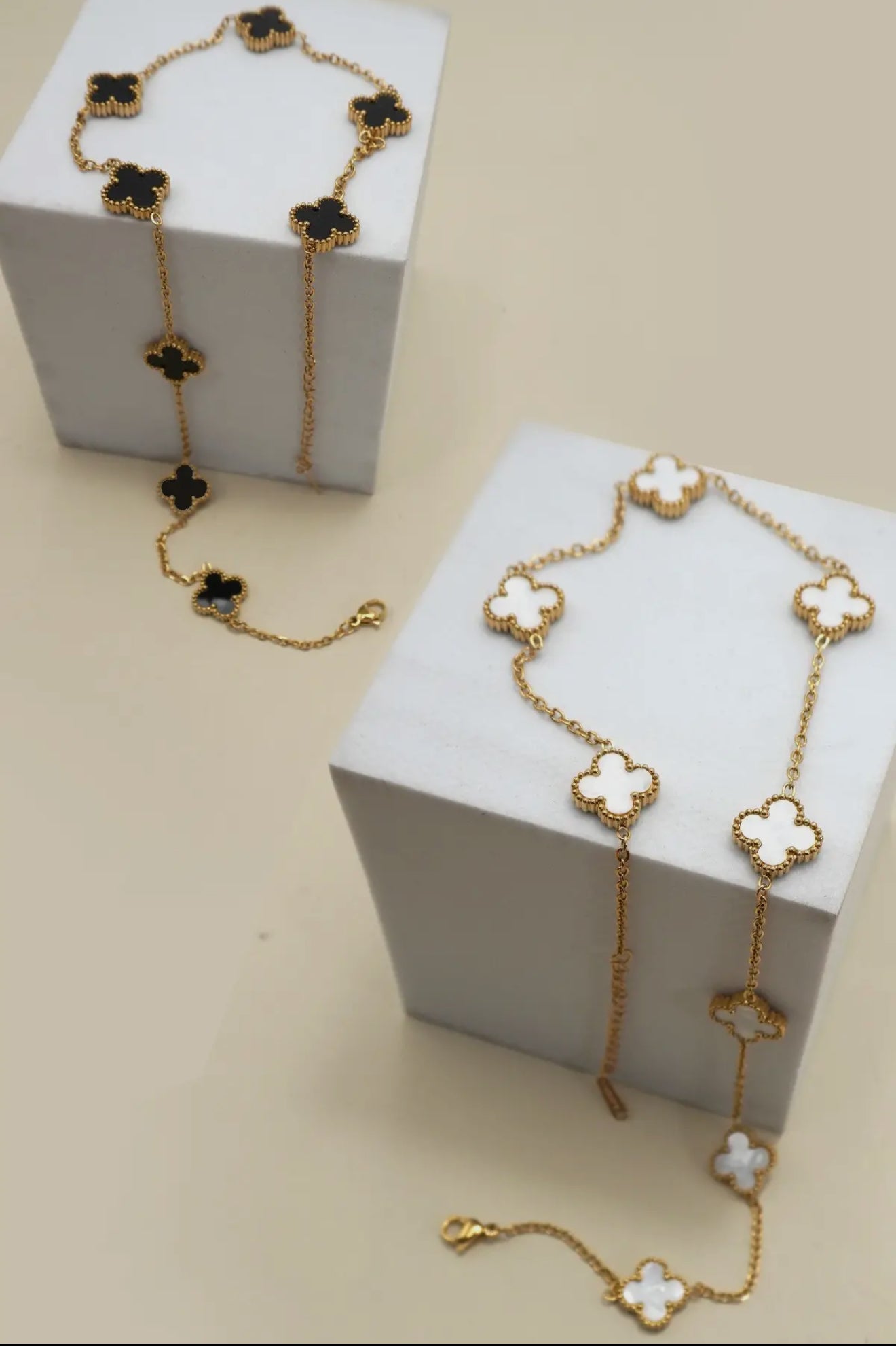 18k stainless steel clover necklaces