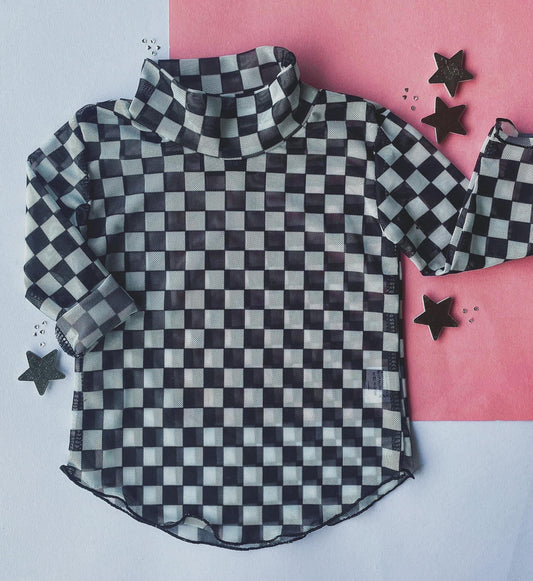 kids checkered mesh top