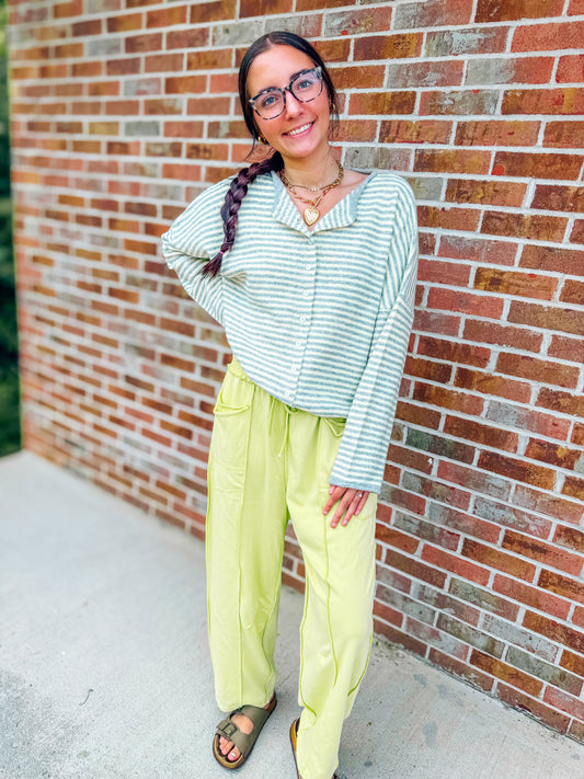 Lime barrel sweatpants