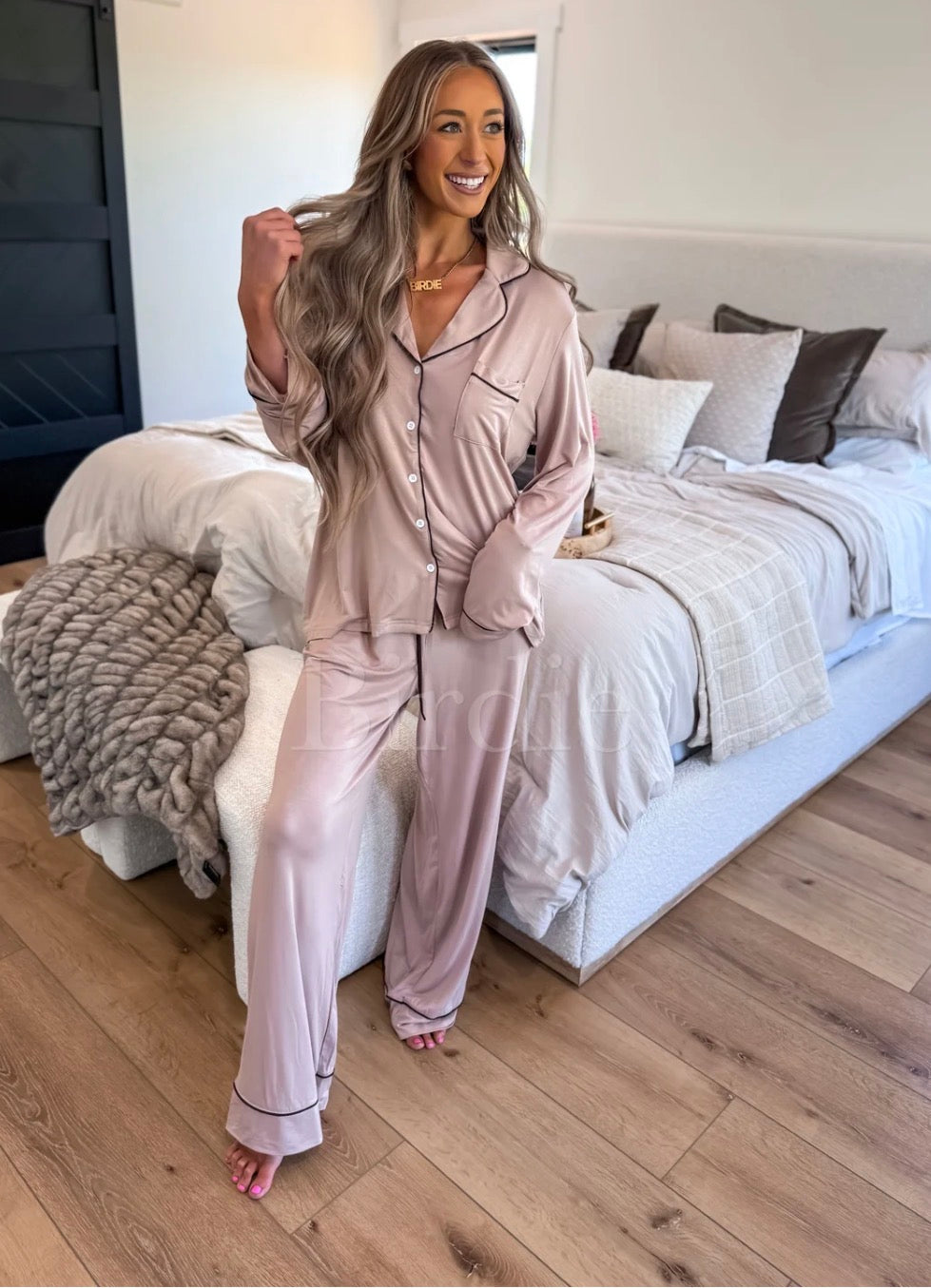 BIRDIE LUXE Whisper Dream PJ Set in Brownie Batter (Sold as Set)