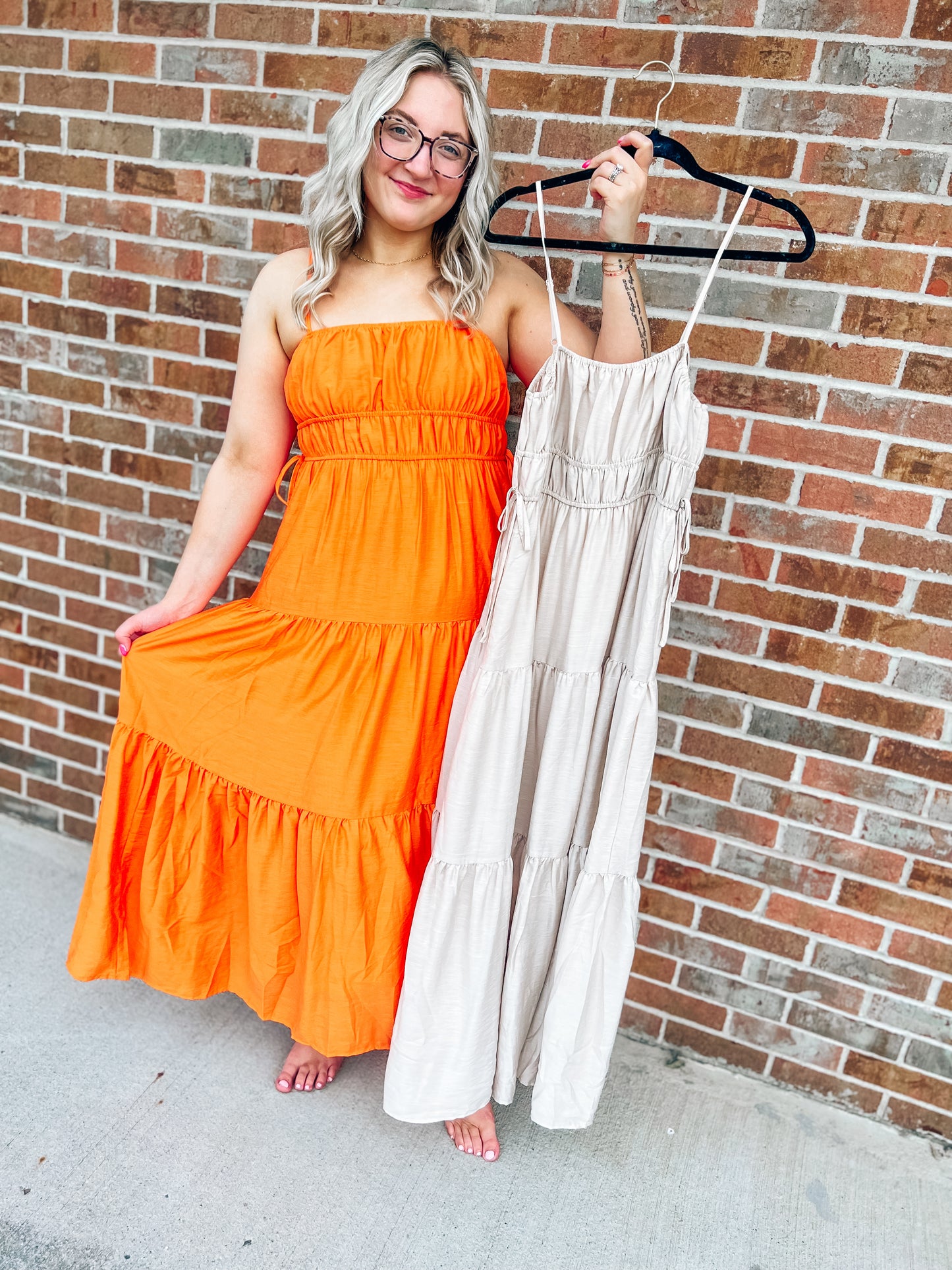 Tiered maxi dresses in 2 colors