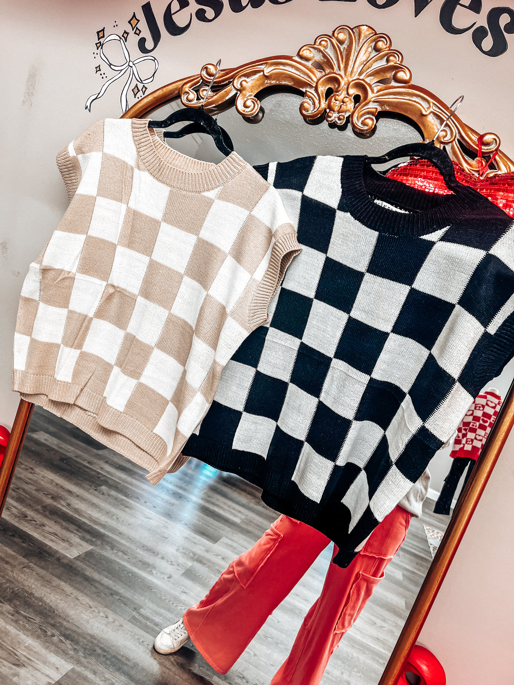 checkered sweater vest