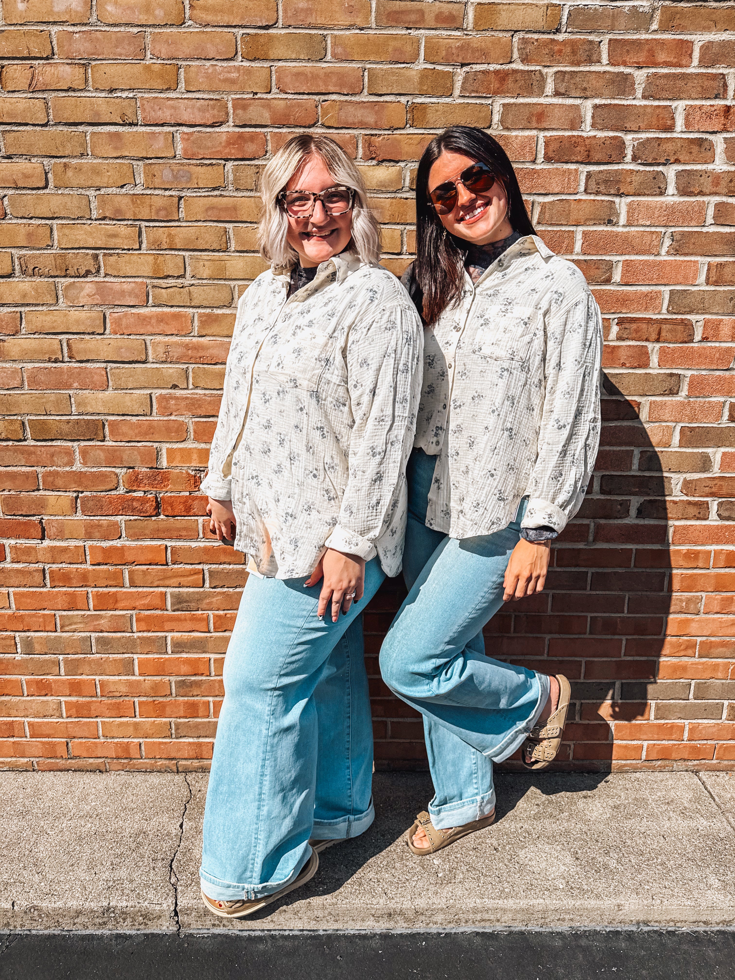 floral print gauze oversized button up