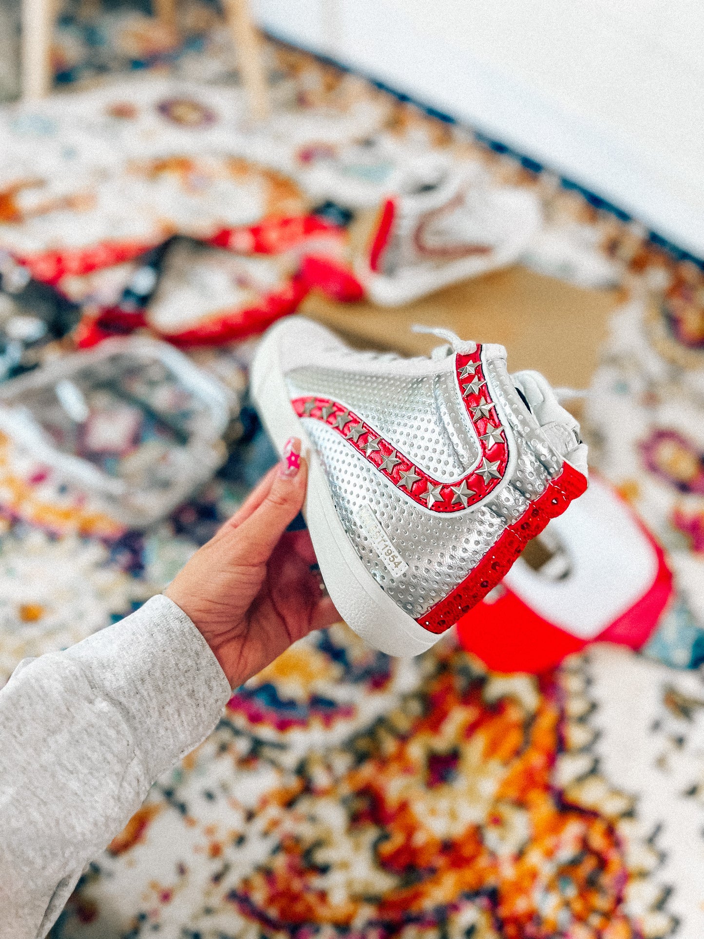 silver & red VH bailey hightops