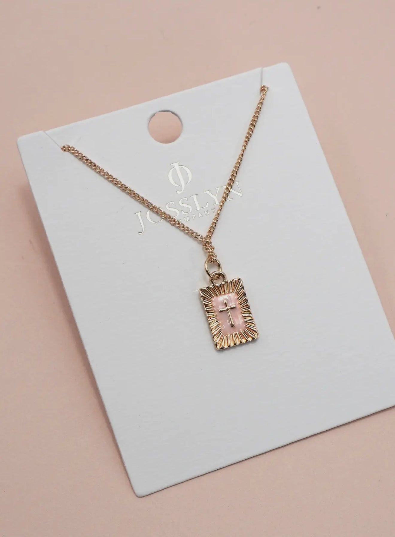 sunburst square cross necklace