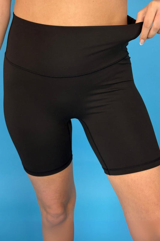solid black biker shorts