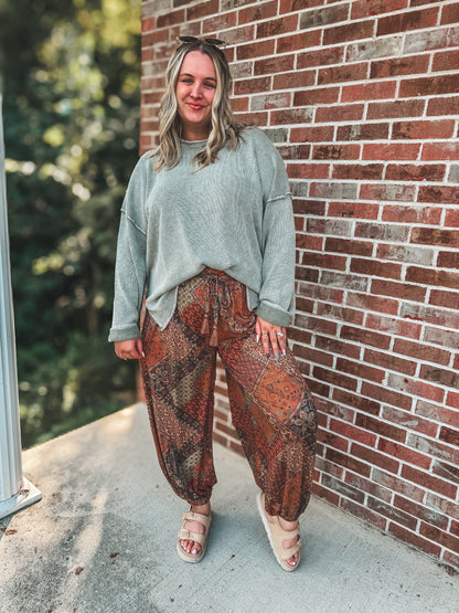 Buttery soft boho fall joggers S-3X
