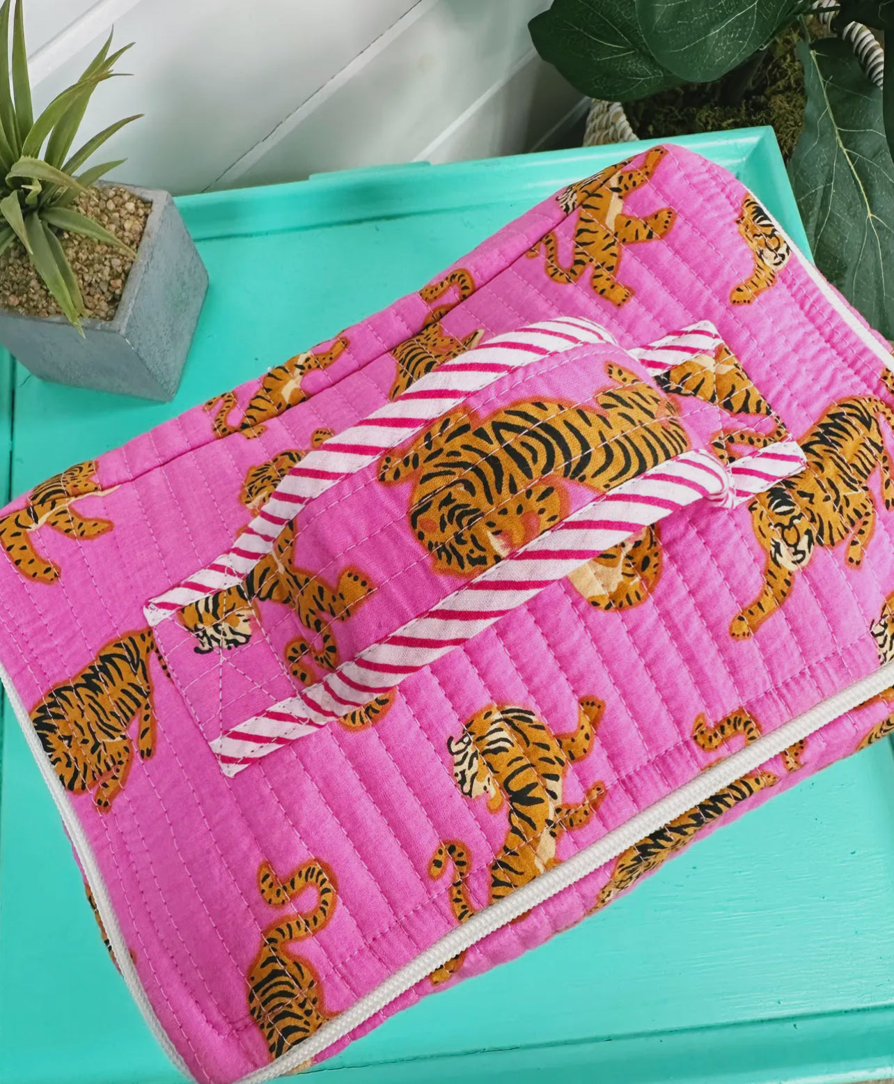 quilted cosmetic bag