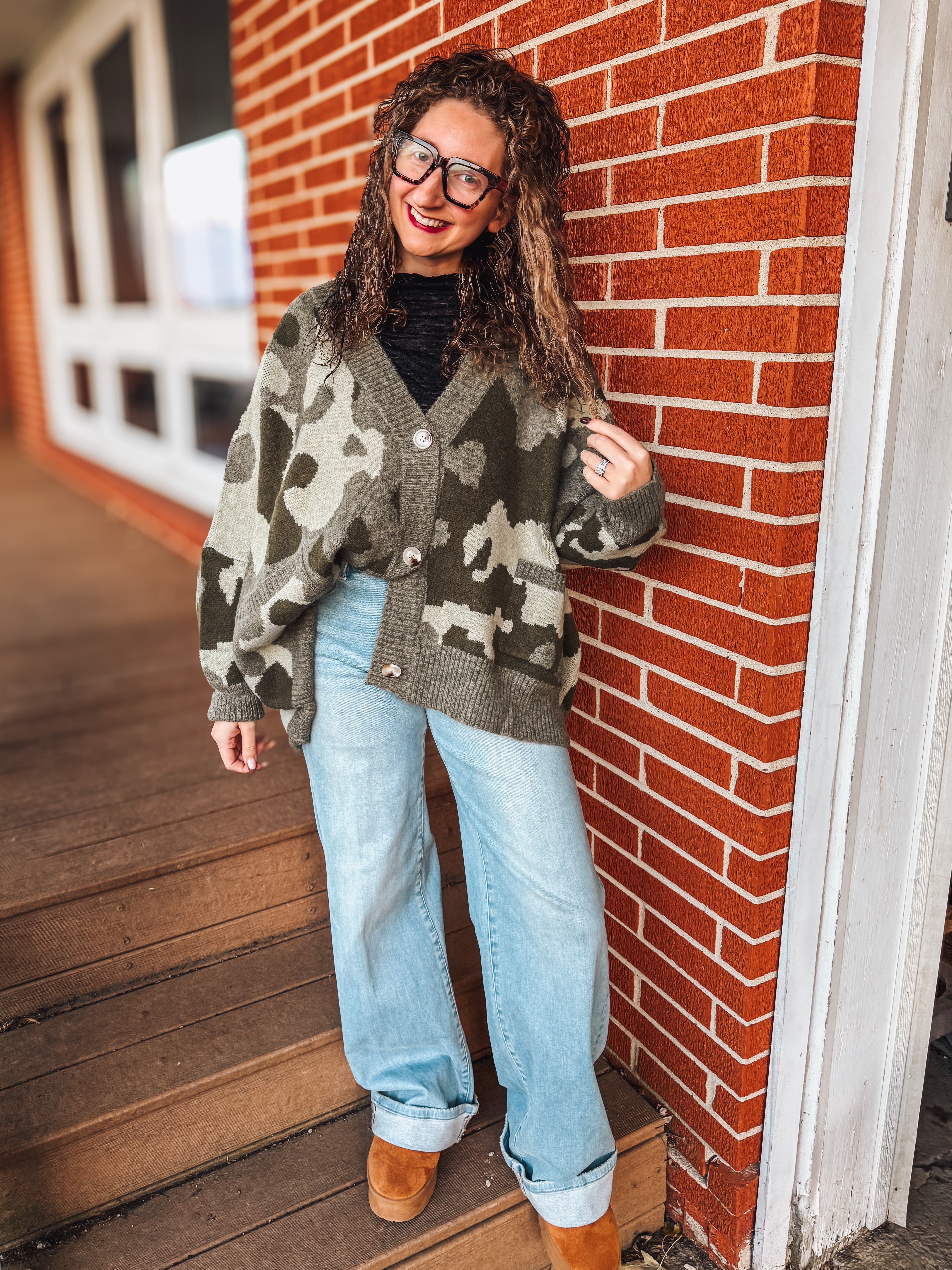 camo oversized cardigan