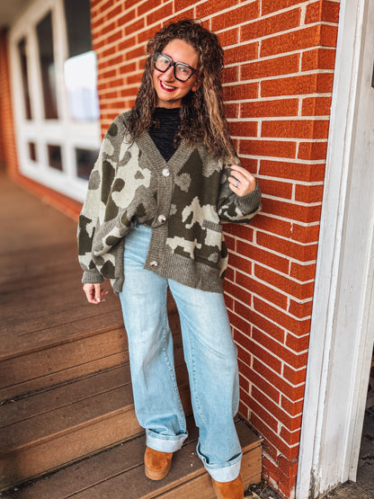 camo oversized cardigan