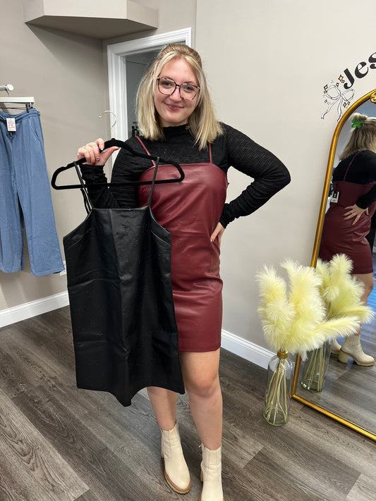 faux leather mini dresses