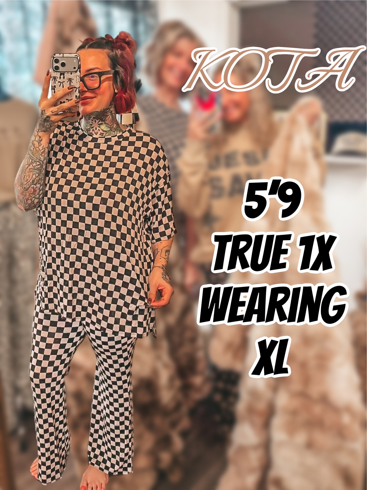 F&F branded bamboo checkered lounge set PREORDER