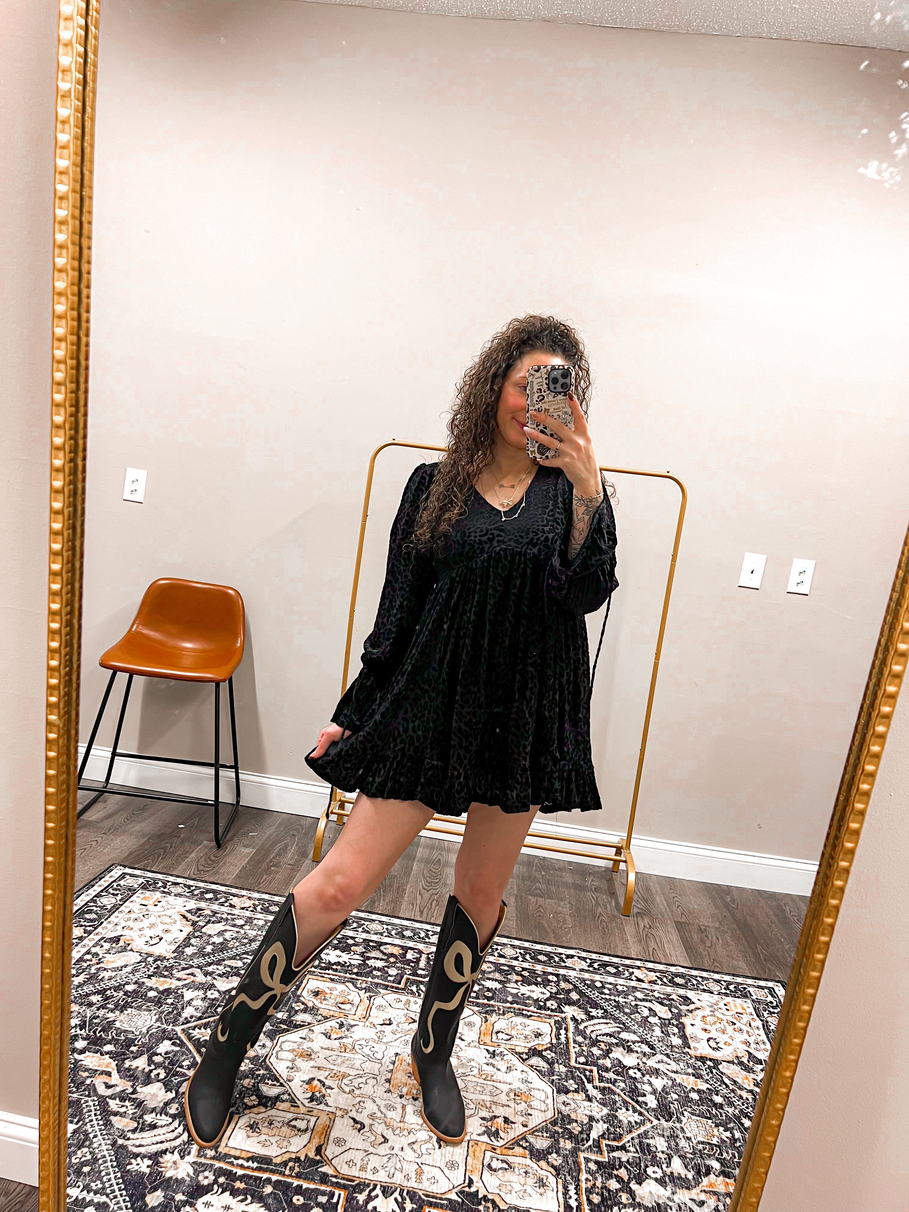 signature black and gold bow boots